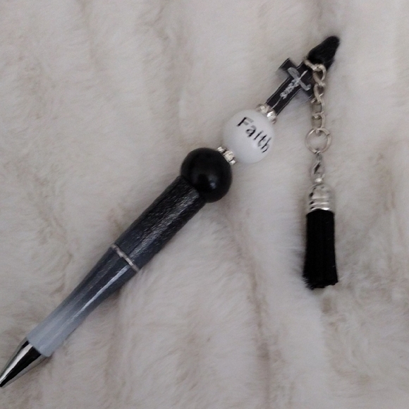 Handcrafted Other - Elegant Black and White Faith Pen